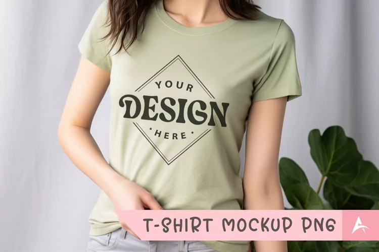 Bella Canvas 3001 light green color t-shirt mockup