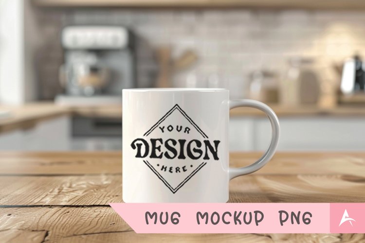 Coffee Mug Mockup Placed on a kitchen