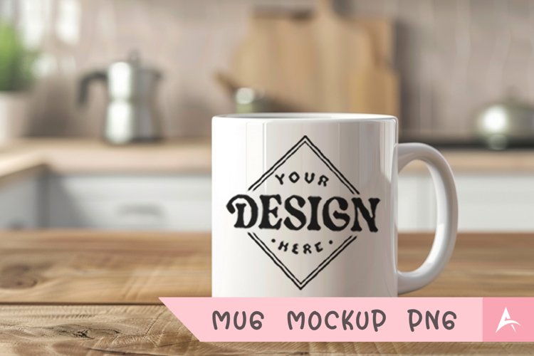 Coffee Mug Mockup Placed on a kitchen