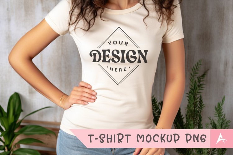 Bella Canvas 3001 cream color t-shirt mockup example image 1