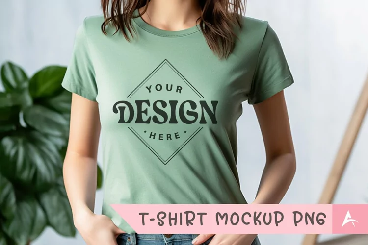 Bella Canvas 3001 light green color t-shirt mockup