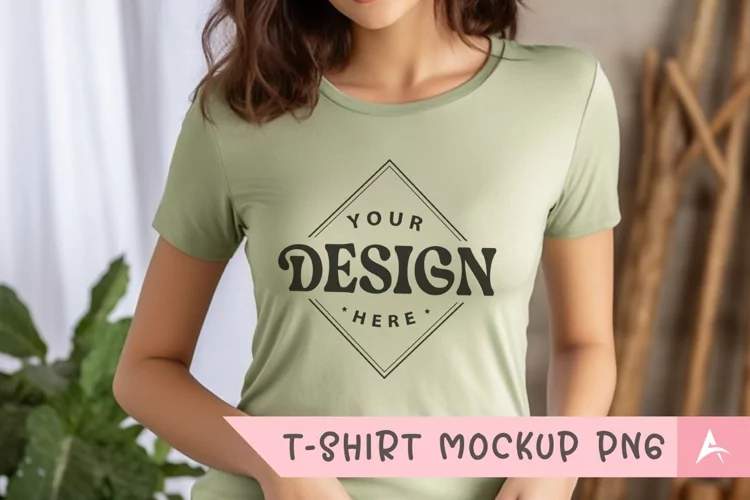 Bella Canvas 3001 light green color t-shirt mockup