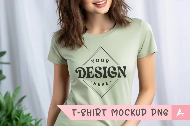 Bella Canvas 3001 light green color t-shirt mockup