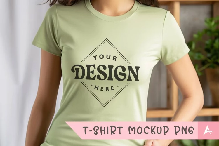 Bella Canvas 3001 light green color t-shirt mockup