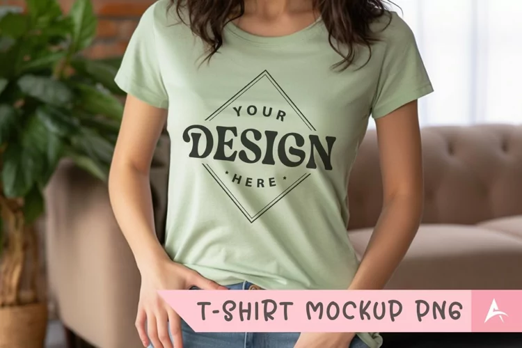 Bella Canvas 3001 light green color t-shirt mockup