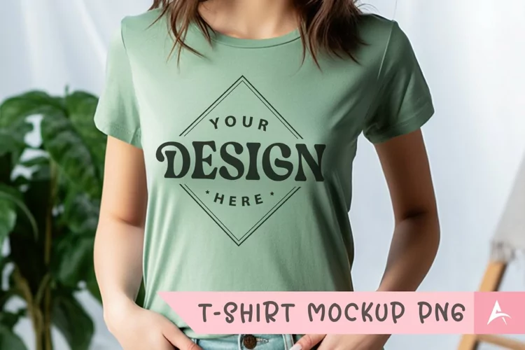 Bella Canvas 3001 light green color t-shirt mockup