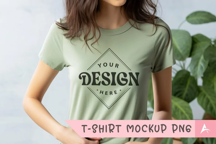 Bella Canvas 3001 light green color t-shirt mockup