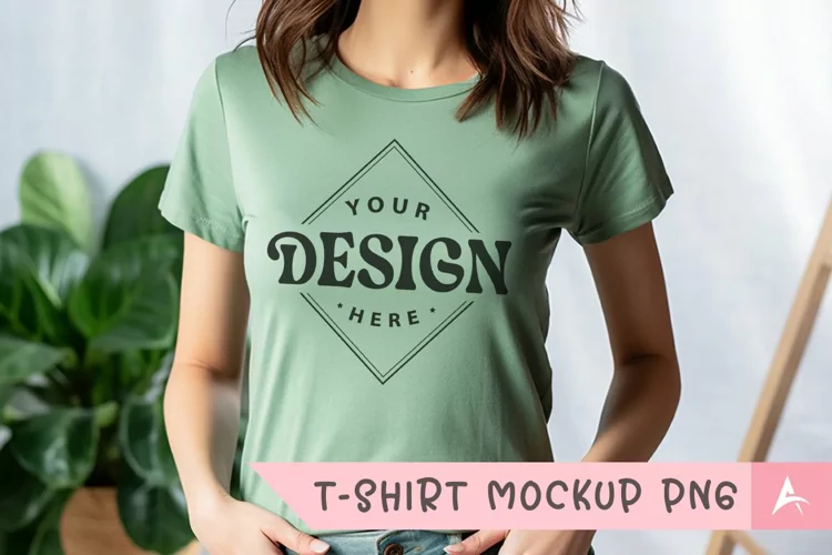 Bella Canvas 3001 light green color t-shirt mockup