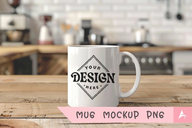 Coffee Mug Mockup Placed on a kitchen