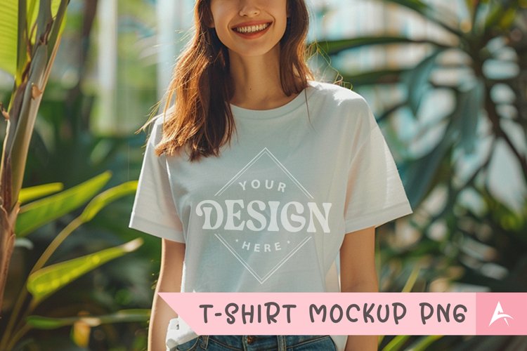 Gildan 5000 crewneck women white color t-shirt mockup