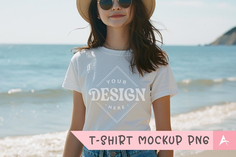 Gildan 5000 crewneck women white color t-shirt mockup