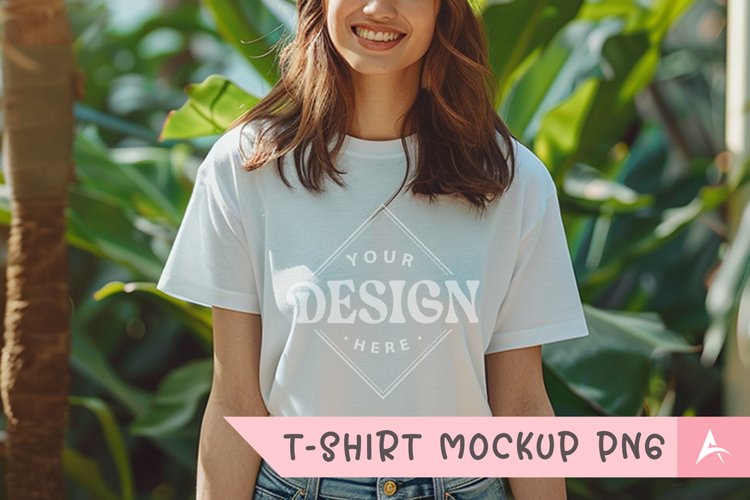Gildan 5000 crewneck women white color t-shirt mockup
