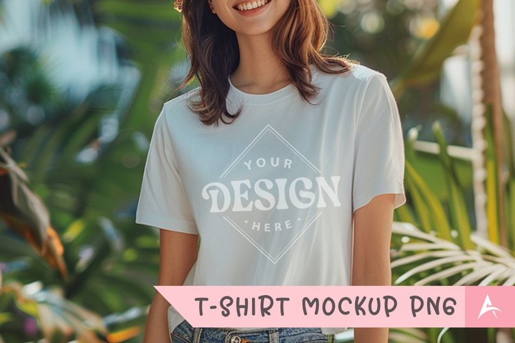 Gildan 5000 crewneck women white color t-shirt mockup