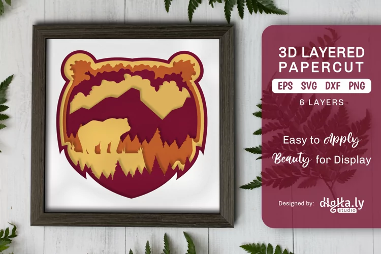 Bear in Nature Layered Papercut