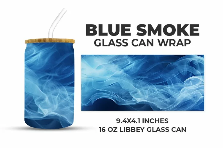 Blue Smoke Glass Can Wrap