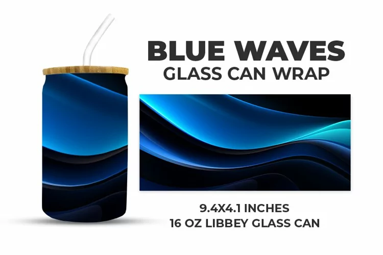 Blue Waves Glass Can Wrap