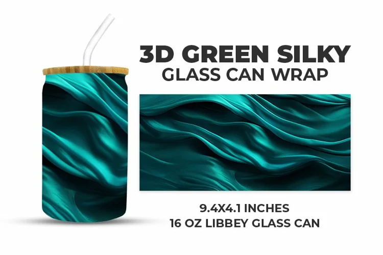 3D Green Silky Glass Can Wrap