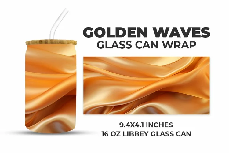 Golden Waves Glass Can Wrap