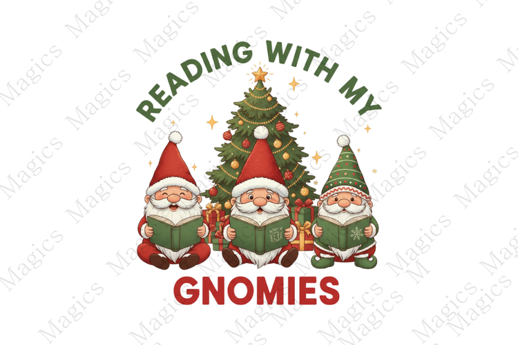 Christmas Cute Gnome Santa Read Book Png