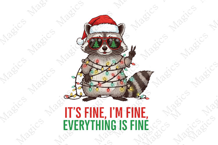 Raccoon Christmas Sublimation PNG