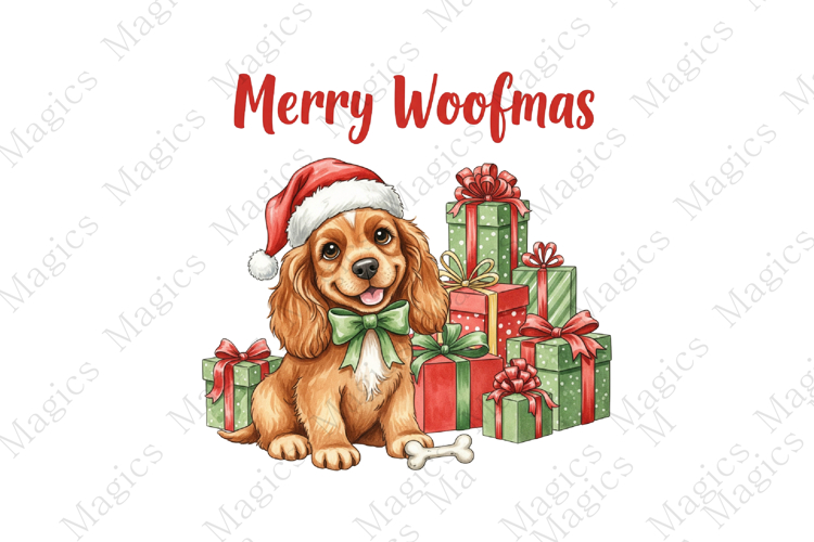 Vintage Christmas PNG Dog