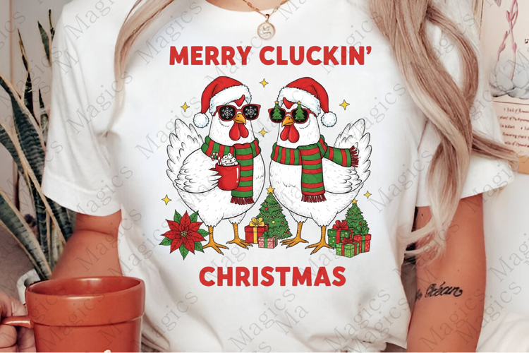 Merry Cluckin Christmas Chicken PNG