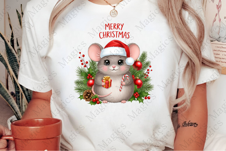 Cute Christmas Mouse Clipart PNG