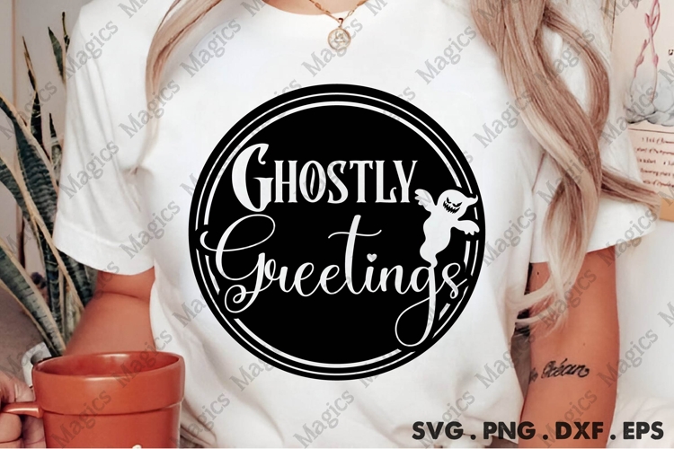 Ghostly Greetings | Halloween SVG Sign