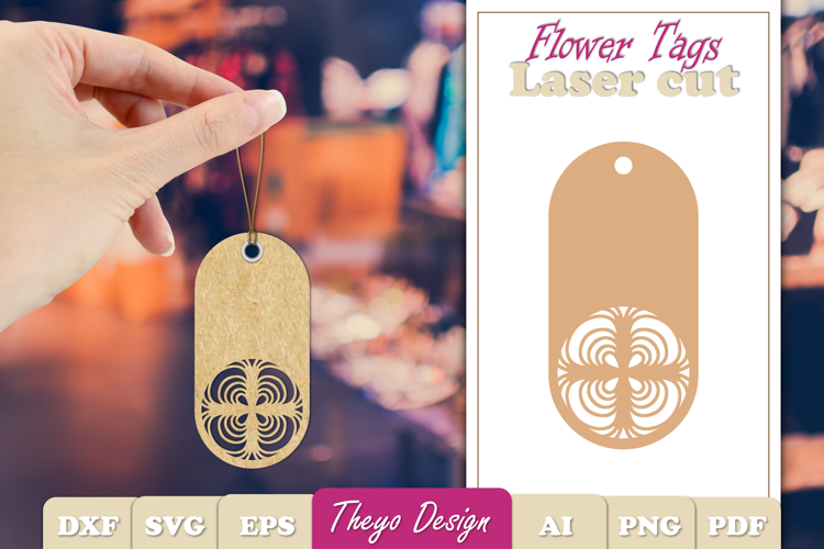 Flower Gift Tags Paper cut| Gift Hang Tags Laser Cut SVG