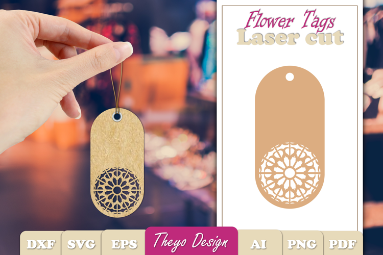Flower Gift Tags Paper cut| Gift Hang Tags Laser Cut SVG