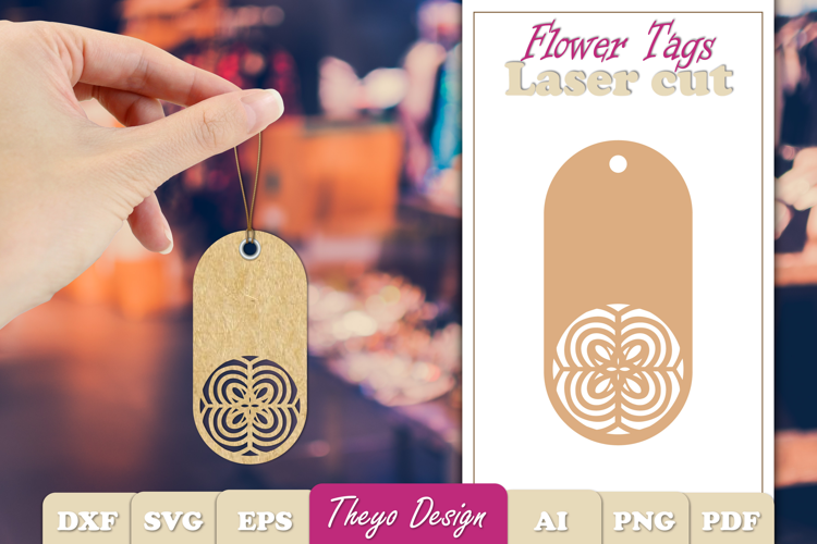 Flower Gift Tags Paper cut| Gift Hang Tags Laser Cut SVG