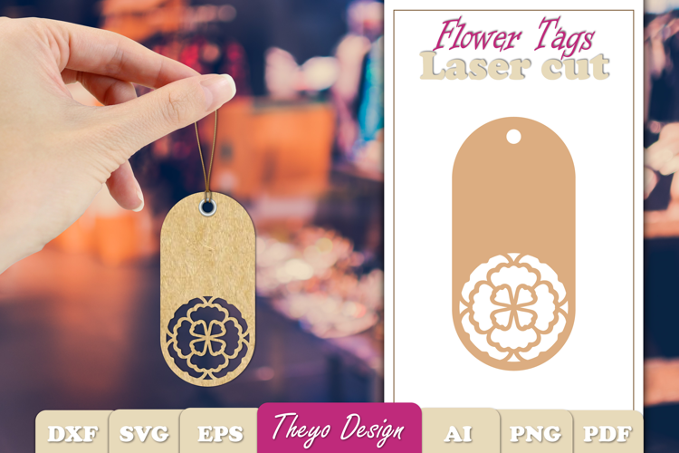 Flower Gift Tags Paper cut| Gift Hang Tags Laser Cut SVG