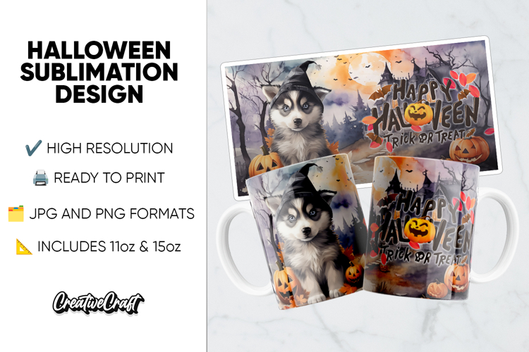 Halloween Sublimation Design, printable mug wrap 11oz - 15oz