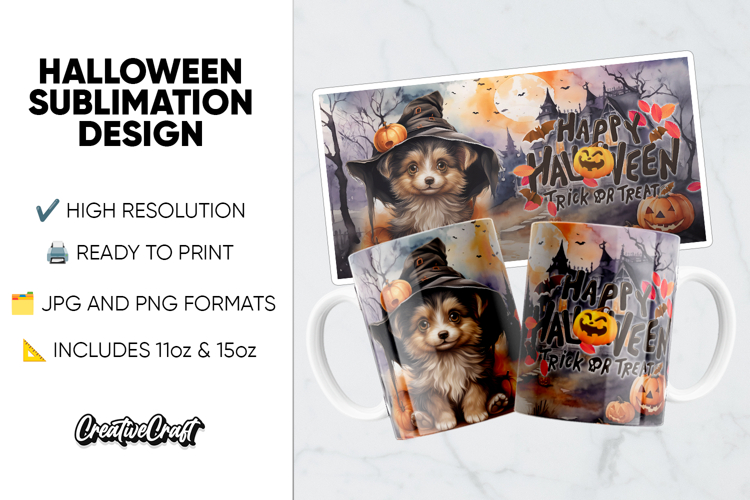 Halloween Sublimation Design, printable mug wrap 11oz - 15oz