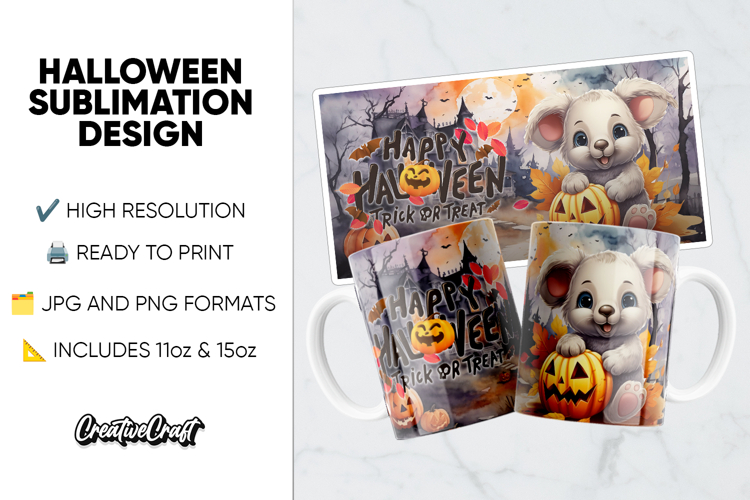 Halloween Sublimation Design, printable mug wrap 11oz - 15oz