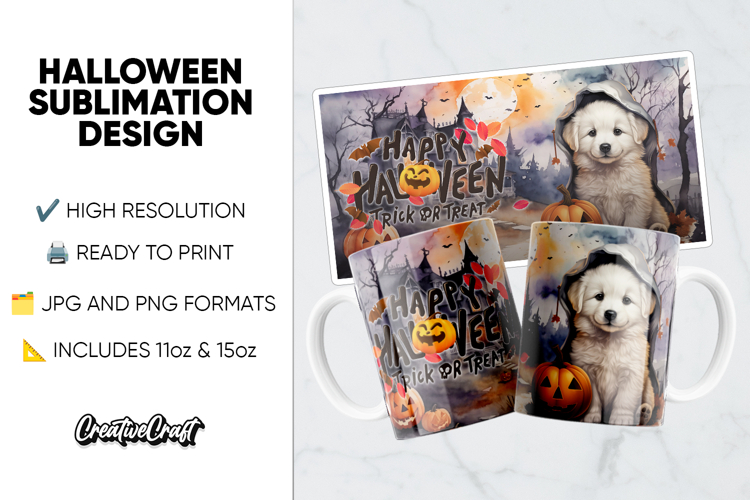 Halloween Sublimation Design, printable mug wrap 11oz - 15oz