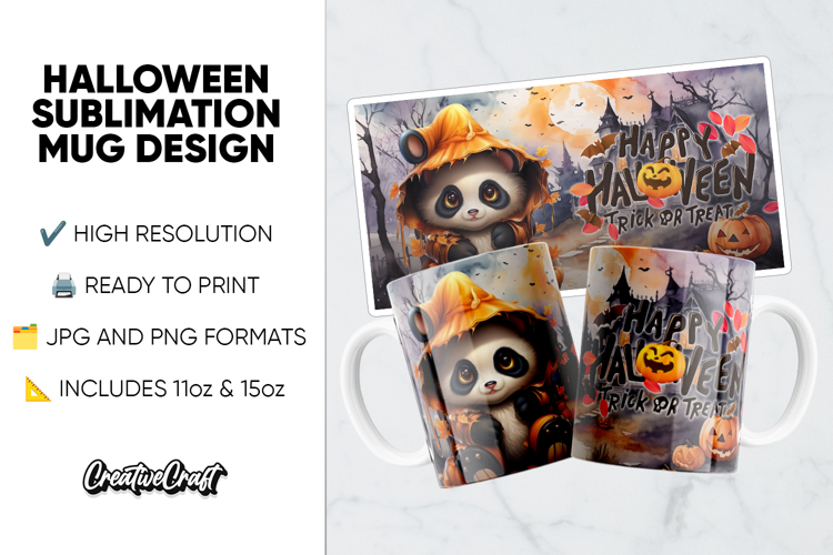 Halloween Sublimation Design, printable mug wrap 11oz - 15oz