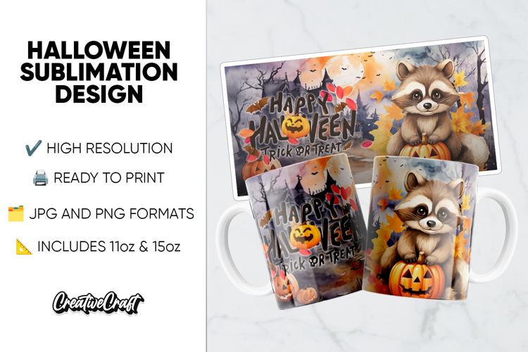 Halloween Sublimation Design, printable mug wrap 11oz - 15oz