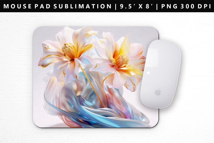 Silk Flower Mouse Pad Design | Mouse Pad Sublimation PNG example image 1