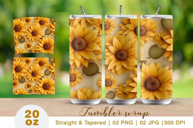 3D sunflower tumbler wrap, tumbler sublimation