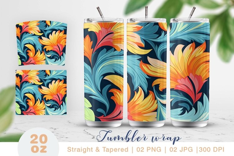 Abstract Floral tumbler wrap, tumbler sublimation