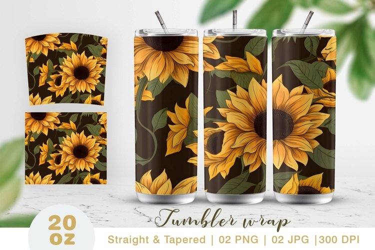 Sunflower tumbler wrap, tumbler sublimation