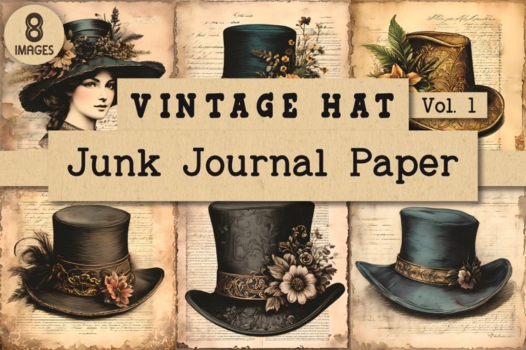 Vintage Hat Junk Journal Paper Vol. 1 example image 1