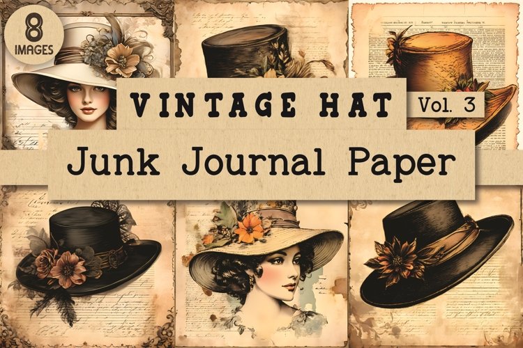 Vintage Hat Junk Journal Paper Vol. 3 example image 1