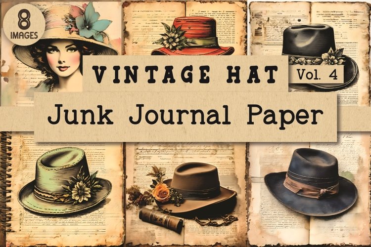 Vintage Hat Junk Journal Paper Vol. 4 example image 1