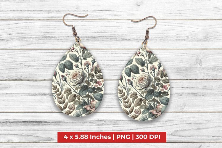 Digital Flowers Teardrop Earrings
