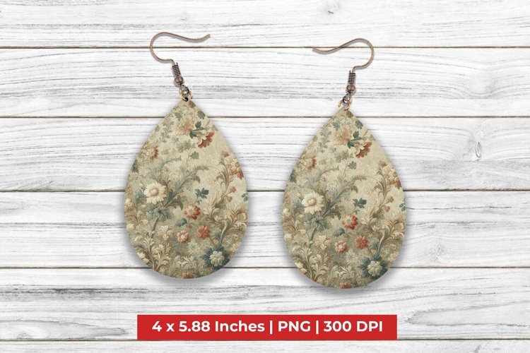 Vintage Flowers Teardrop Earrings