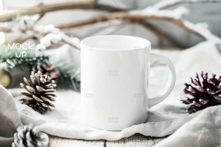 Christmas Cup Photo Mockup I Blank Cup Mockup