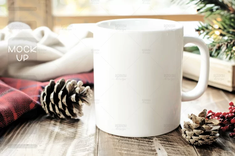 Christmas Cup Photo Mockup I Blank Cup Mockup