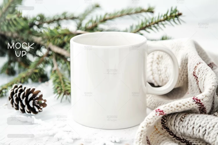 Christmas Cup Photo Mockup I Blank Cup Mockup